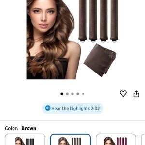 Brown Foam Heatless Hair Rollers Set with Brown Storage Pouch